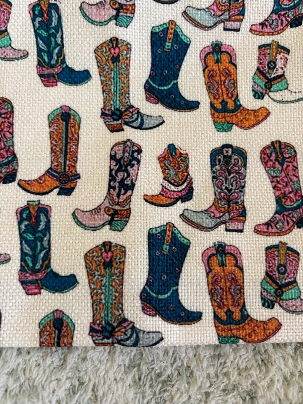 Colorful Western Cowboy Boot Cosmetic Travel Zipper Bag NWT 8.5x7.5x2”